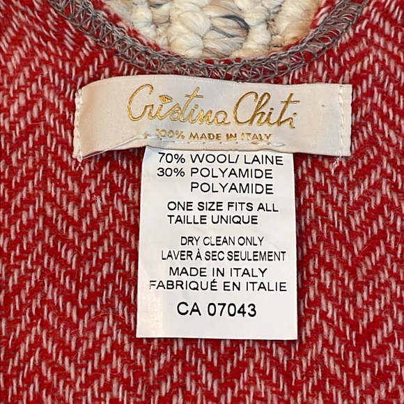 Cristina Chiti Made in Italy Wool Blend Poncho/Shawl - Picture 4 of 5